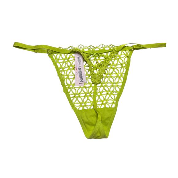 Victoria's Secret Geo Daisy Adjustable V-String Panty Embroidery Limelight XL - Picture 2 of 2